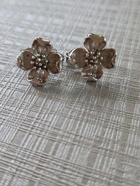 Crown Trifari Dogwood Blossom Clip Earrings